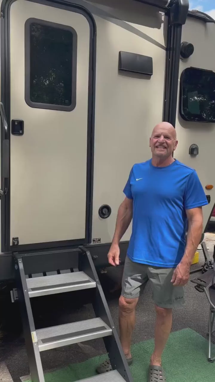 Fred shows Clear View on the RV screen door